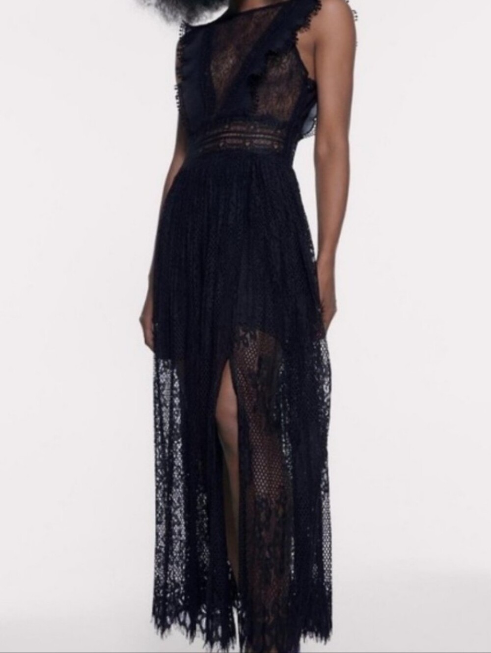 ZARA LACE BLACK MIDI DRESS  Size XS - Picture 9 of 12